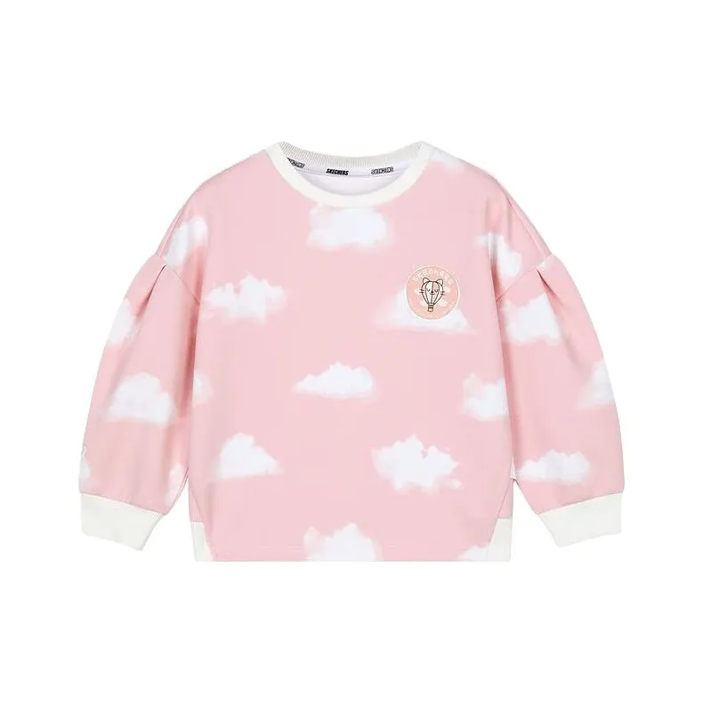 Skechers Свитшот Кораллово-розовый основа с белым облаком принт по всей поверхности цветочный дизайн детский
