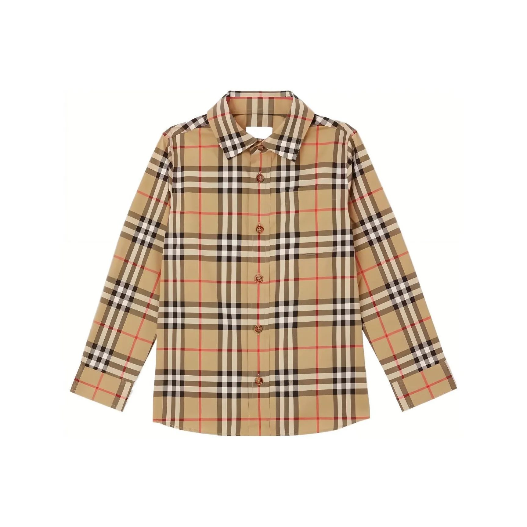 Burberry Детская одежда FW22 Полосы Клетка Рубашка Весна-Осень Малыш Желтый 80596371