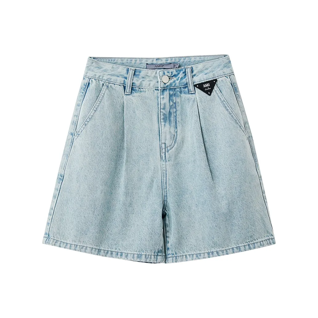 AMII Denim length shorts Women's Light Blue