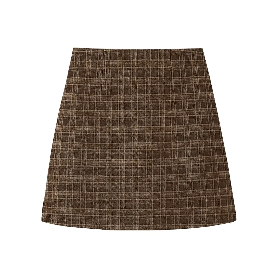 Cypress House Повседневные короткие юбки Женские Красный Клетка