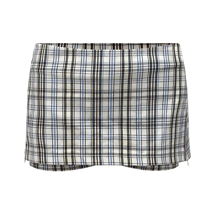 APEA Повседневные короткие юбки женские синие в клетку