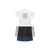 2종 세트 (화이트 Han 요소 스탠드 카라 + 블루 골드 말 페이스)