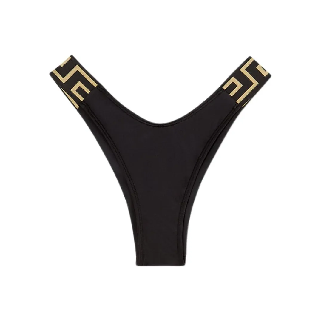 VERSACE Greca Pattern Printed Thong Bikini Bottoms