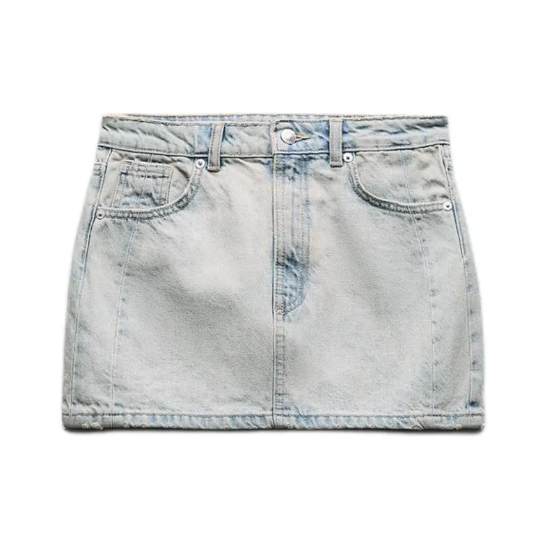 ZARA Denim Short Skirts Women's Light Blue