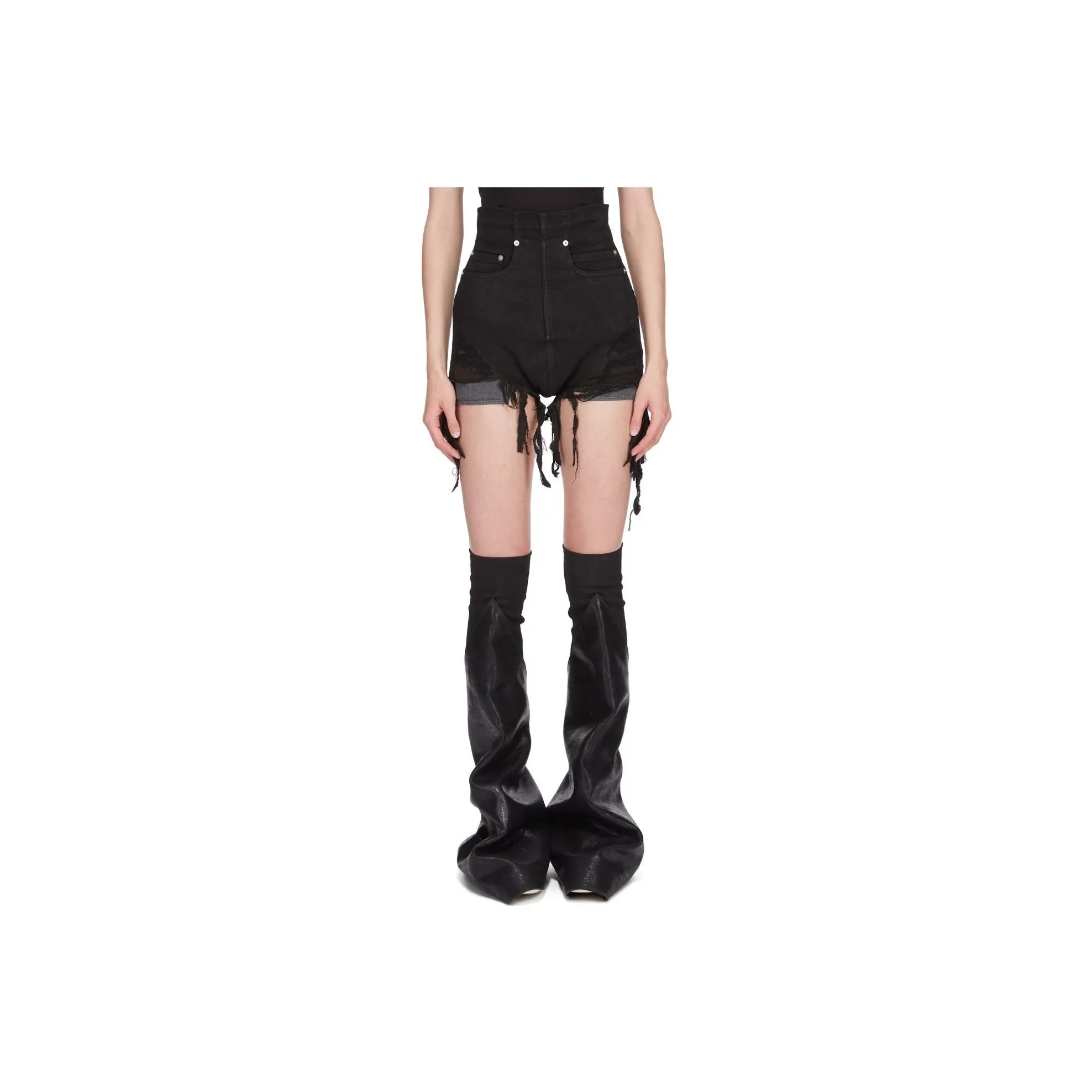 Rick Owens DRKSHDW Lido Dirt High Waist Denim Shorts