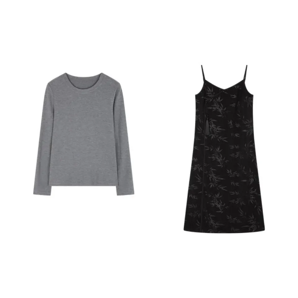 Mo Han Yi Mei Комплект с юбкой Женские Черный Внешний Серый Внутренний