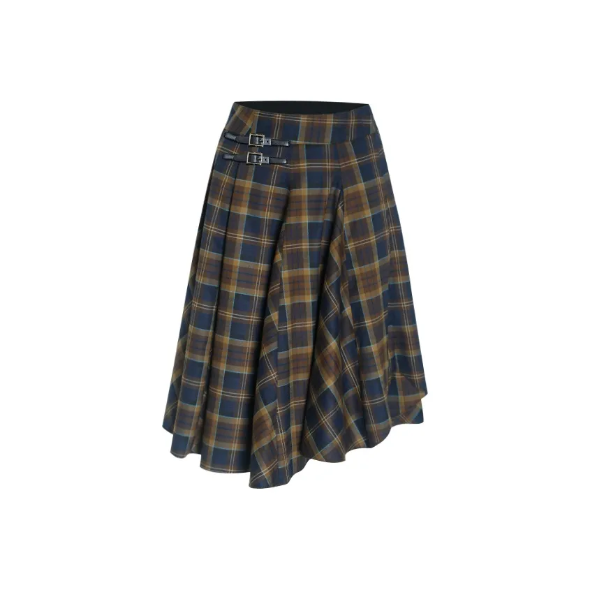 Little Pull Повседневные короткие юбки Женские Клетка