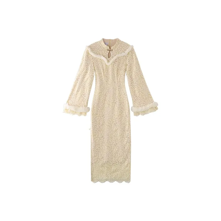 JINYE ORIENTAL Молочный кофейный Женские Ципао