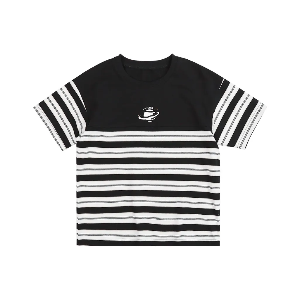 Pure and Good T-Shirt Черный Белый Полосы Подростки