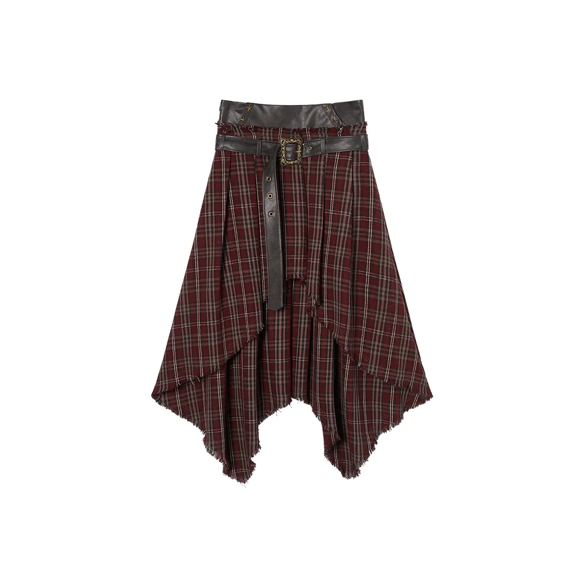 EPTISON WOMAN Casual Long Skirt Women's Red Black Plaid