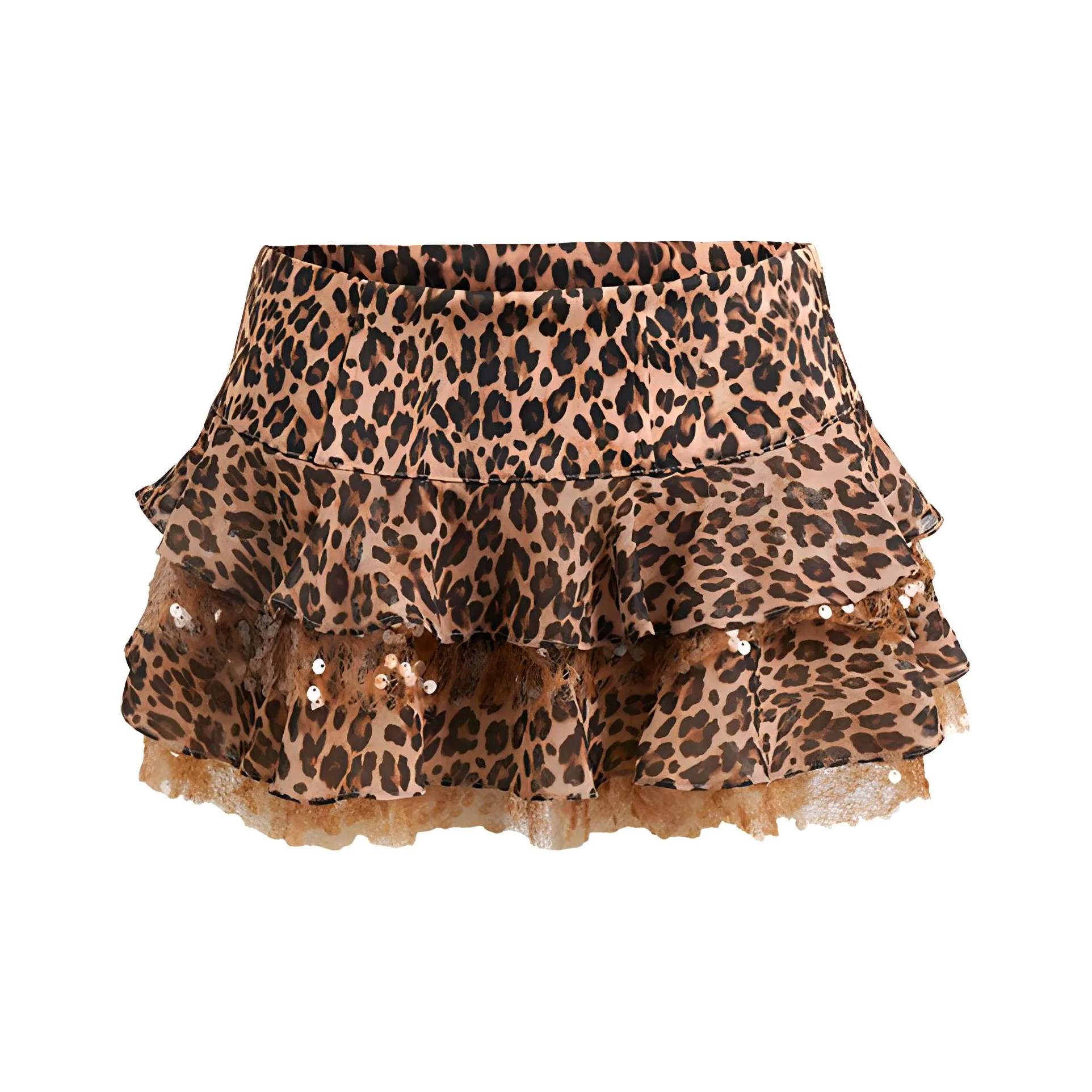 JELLOJELLO Casual Short Skirts Women's Leopard Print