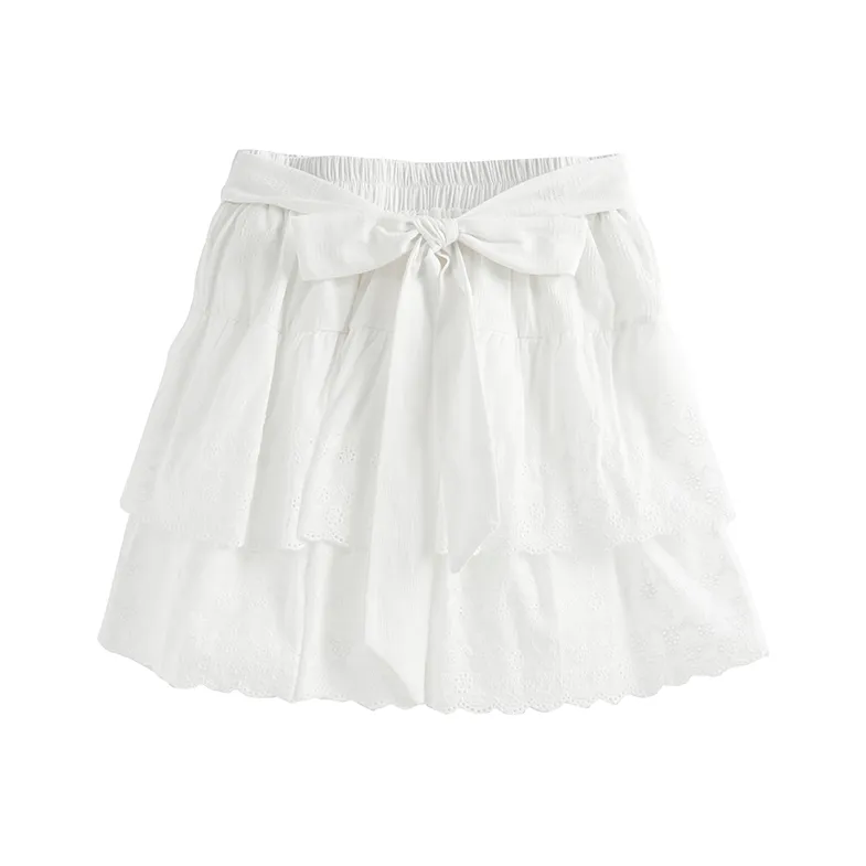 MTHE Sweet Hot Girl Lace Trim Casual Short Skirts Loose Fit Women's White
