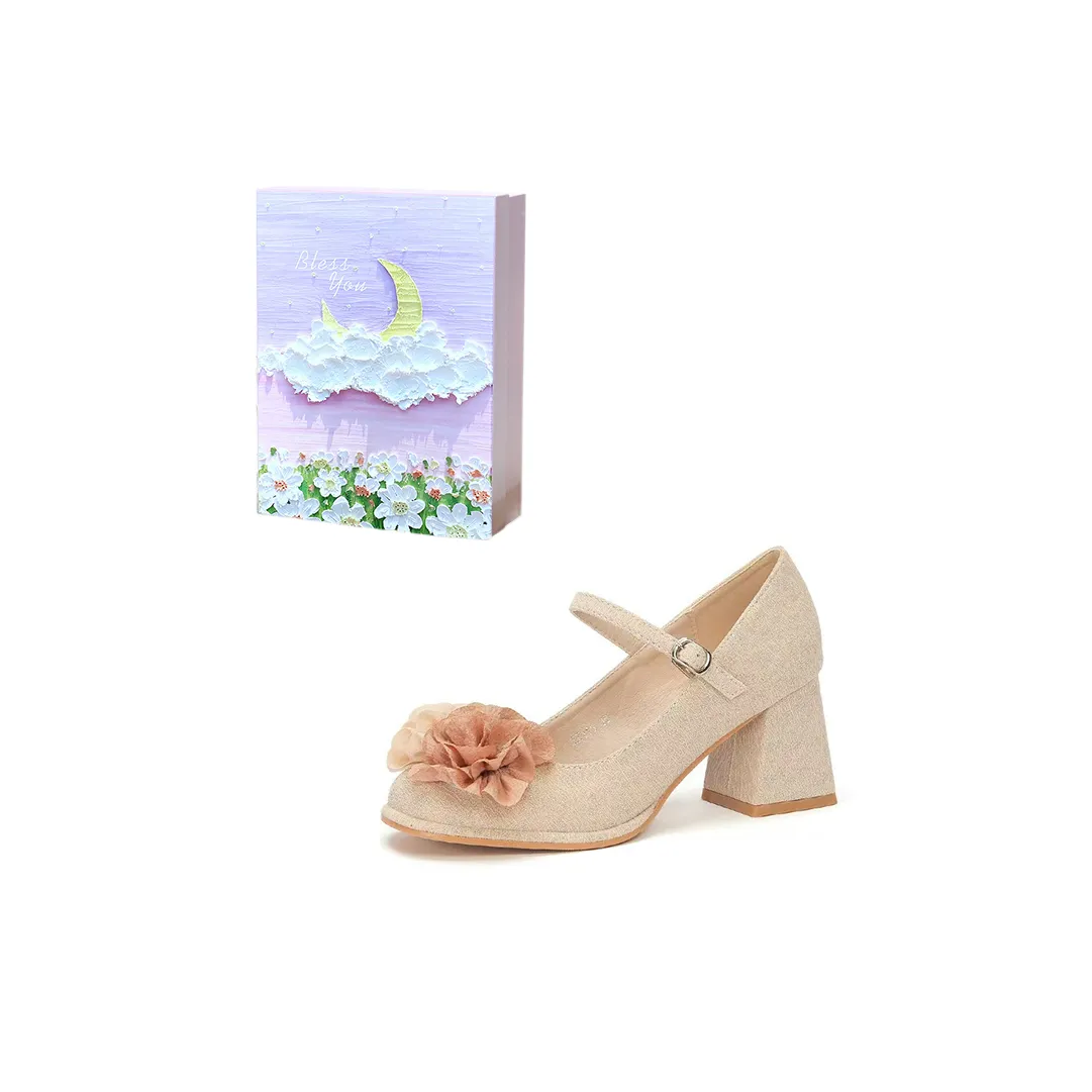 ROBINHOOD Фиолетовая луна Галактический Коробка Грубый каблук Туфли Мэри Джейн Женские Шампанское