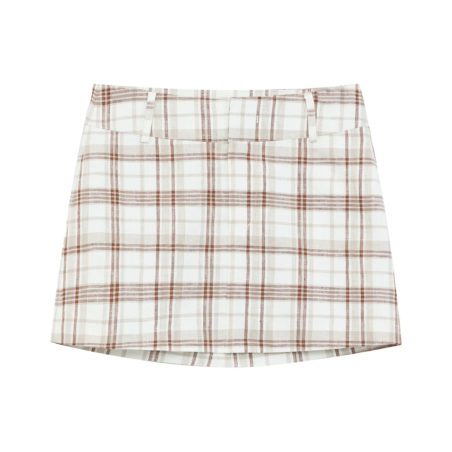 FIRELADY FUR Casual Short Skirts Women's Khaki Yellow Plaid