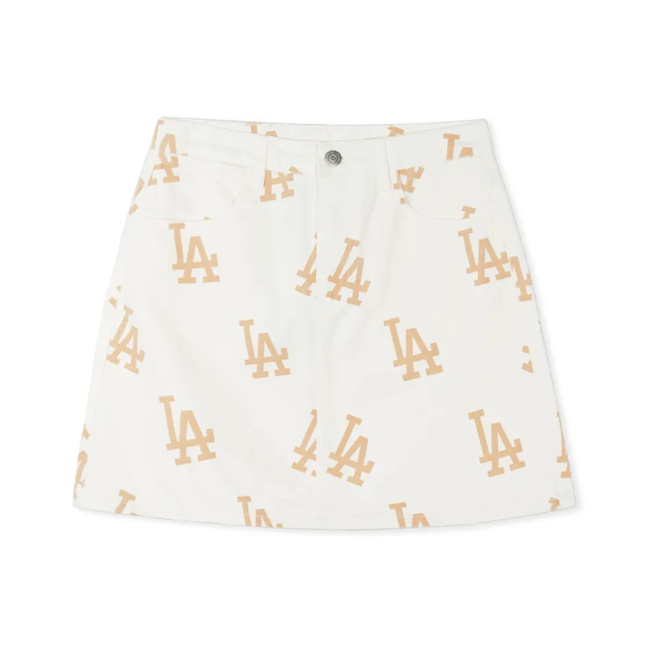 MLB Denim Short Skirts Women's Milk White