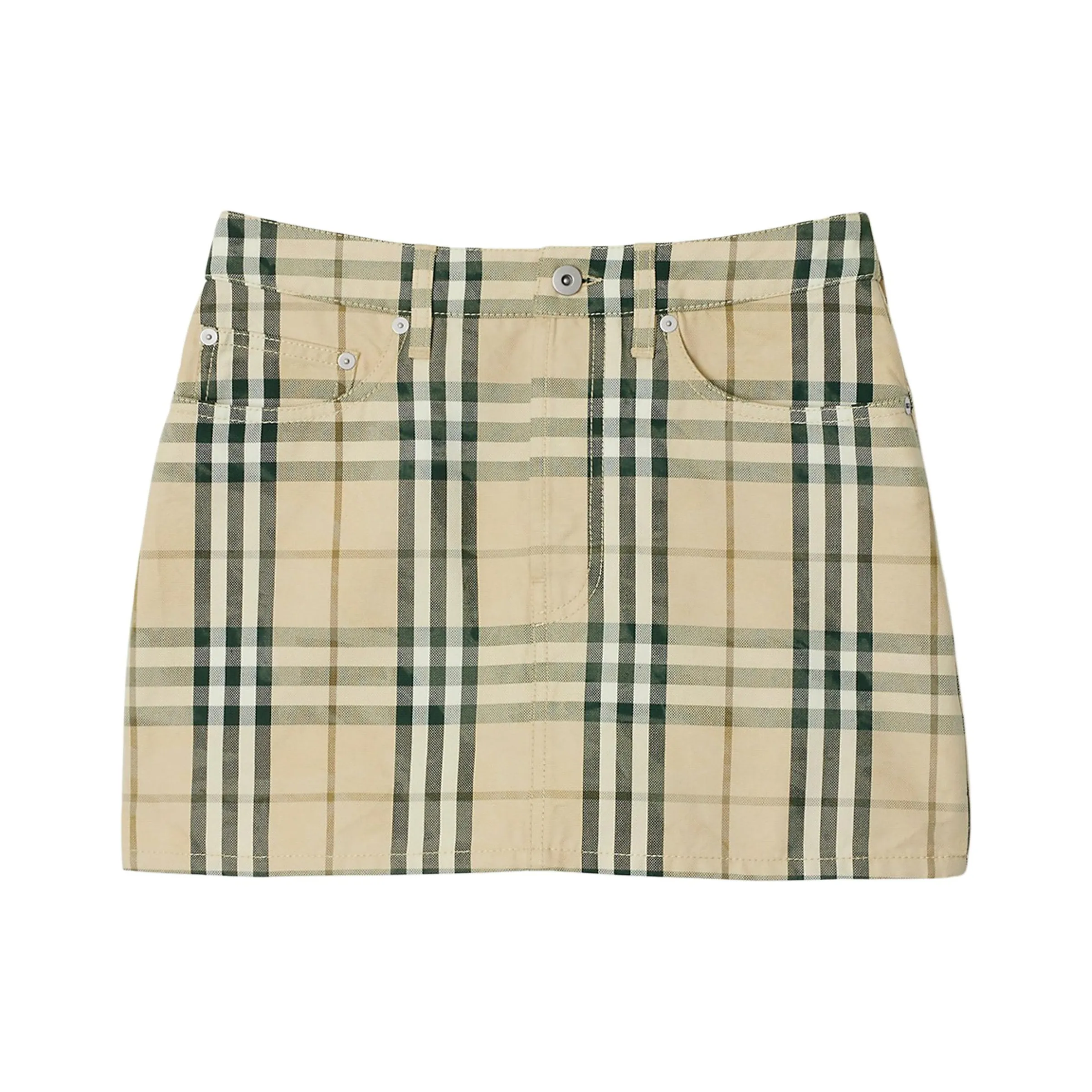 Burberry Checked Denim Mini Skirt