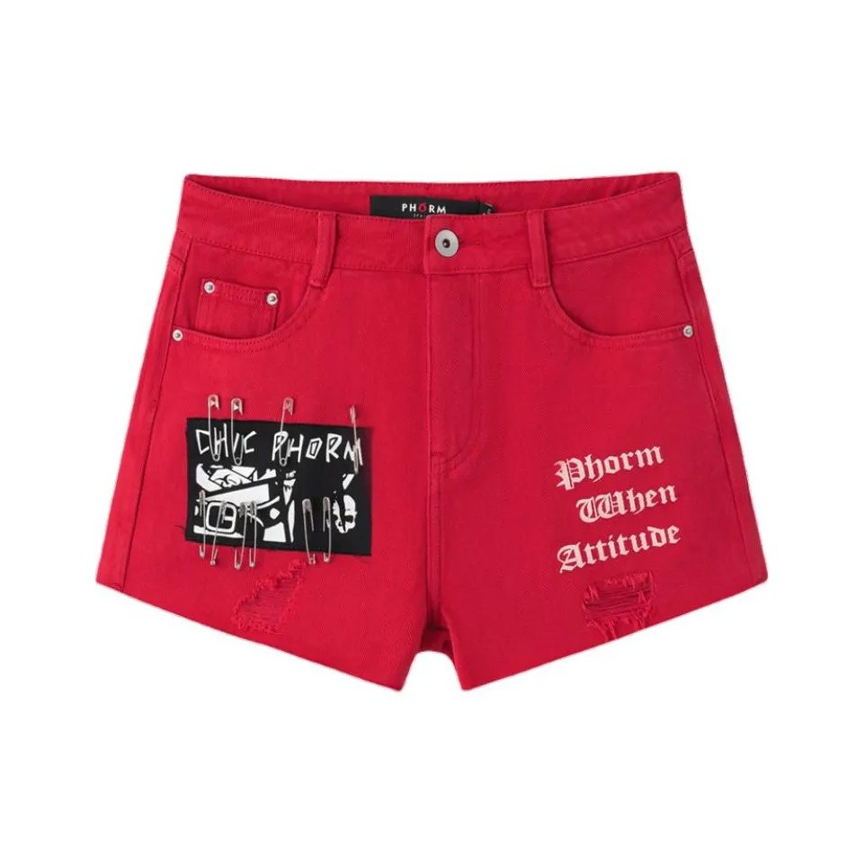 PHORM Denim Shorts Women's Maroon