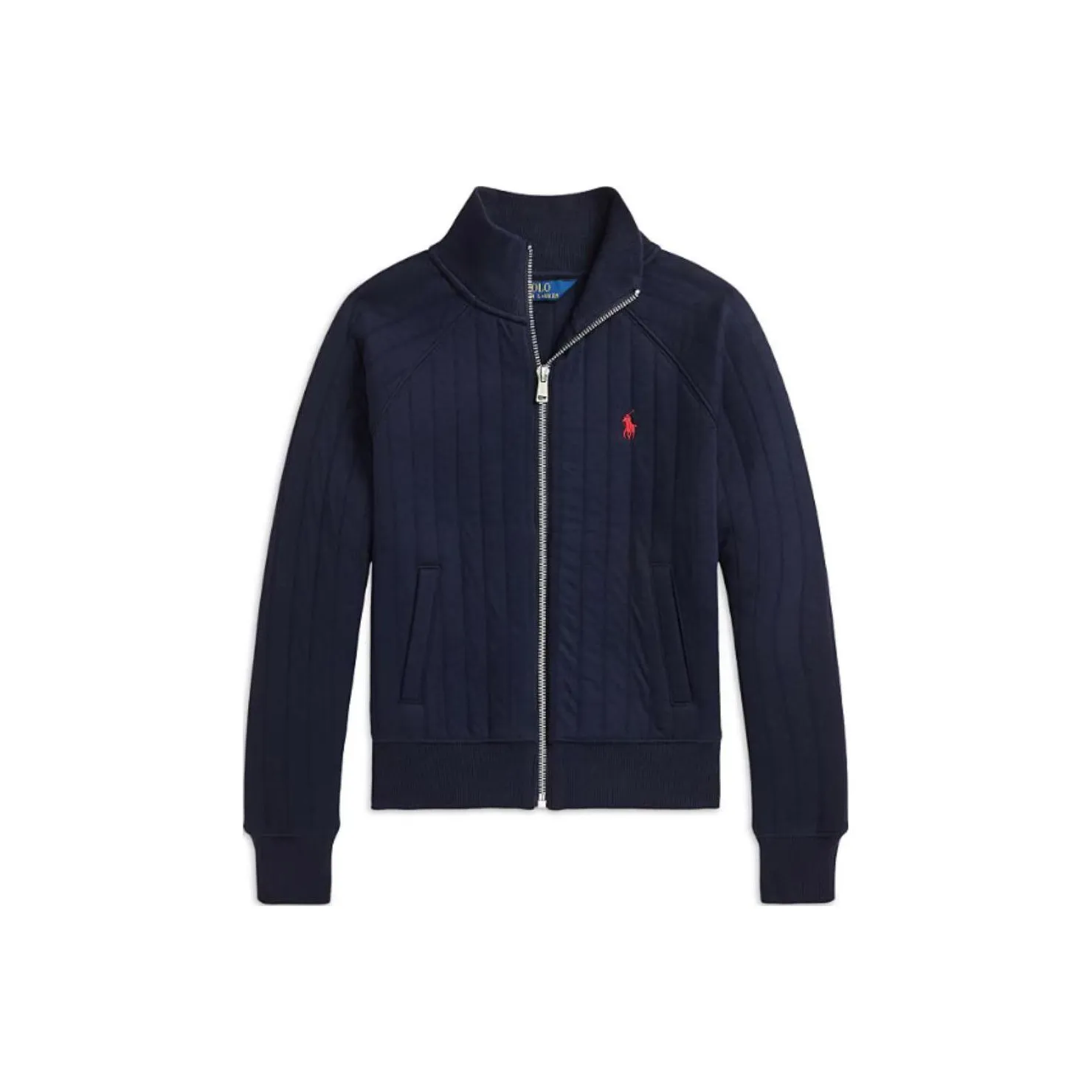 Polo Ralph Lauren FW24 Однотонный Лоскутное шитье Пони Вышивка Молния Длинный рукав Морской синий Детский