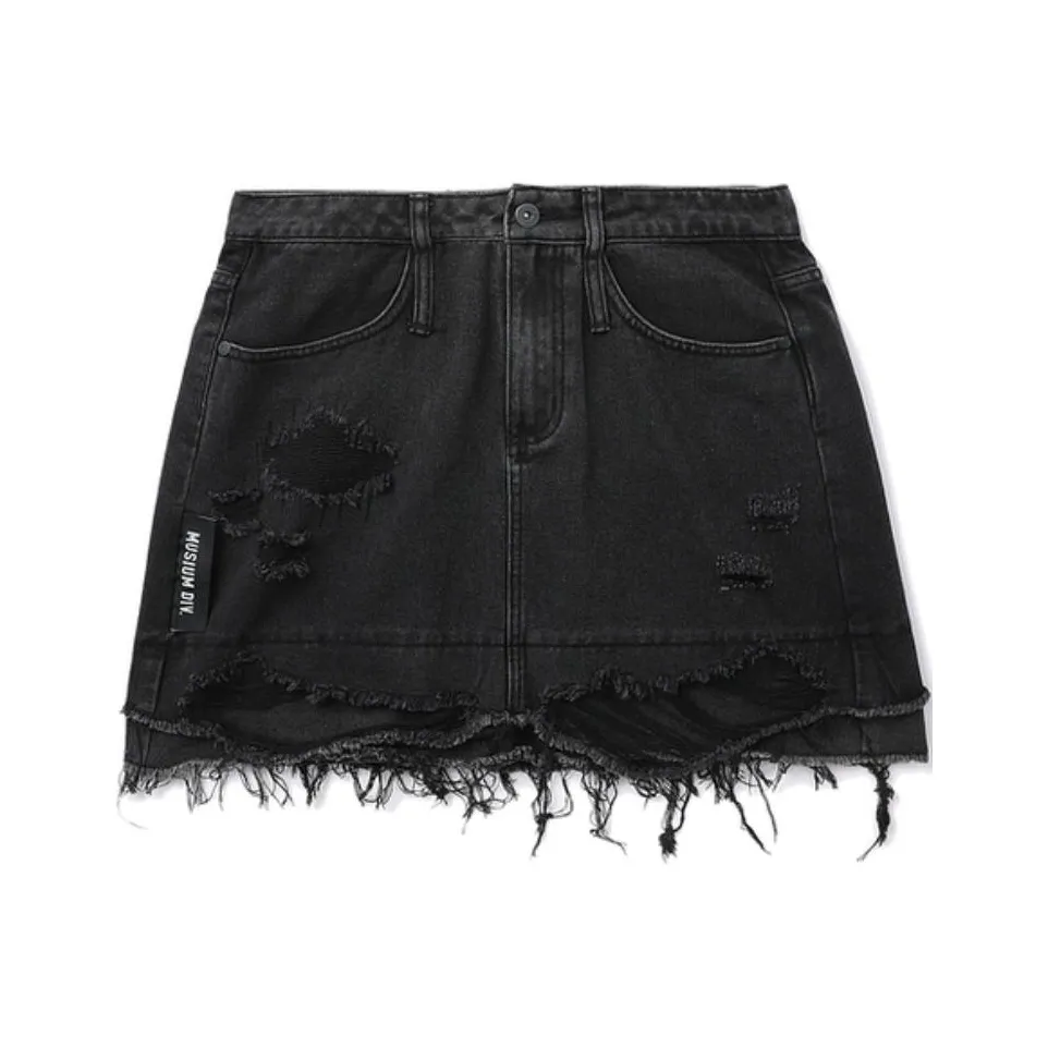 MUSIUM DIV Джинсовые короткие юбки Женские Черный