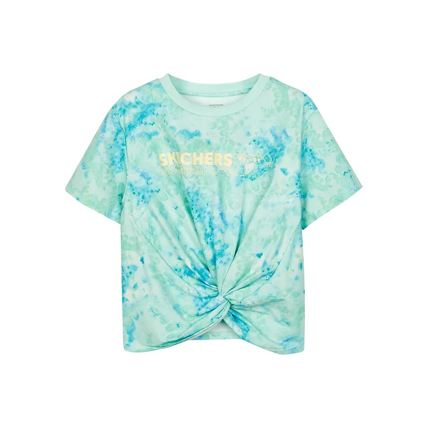 Skechers T-Shirt Синий Зеленый Циановый Tie Dye С принтом по всей поверхности Подростки