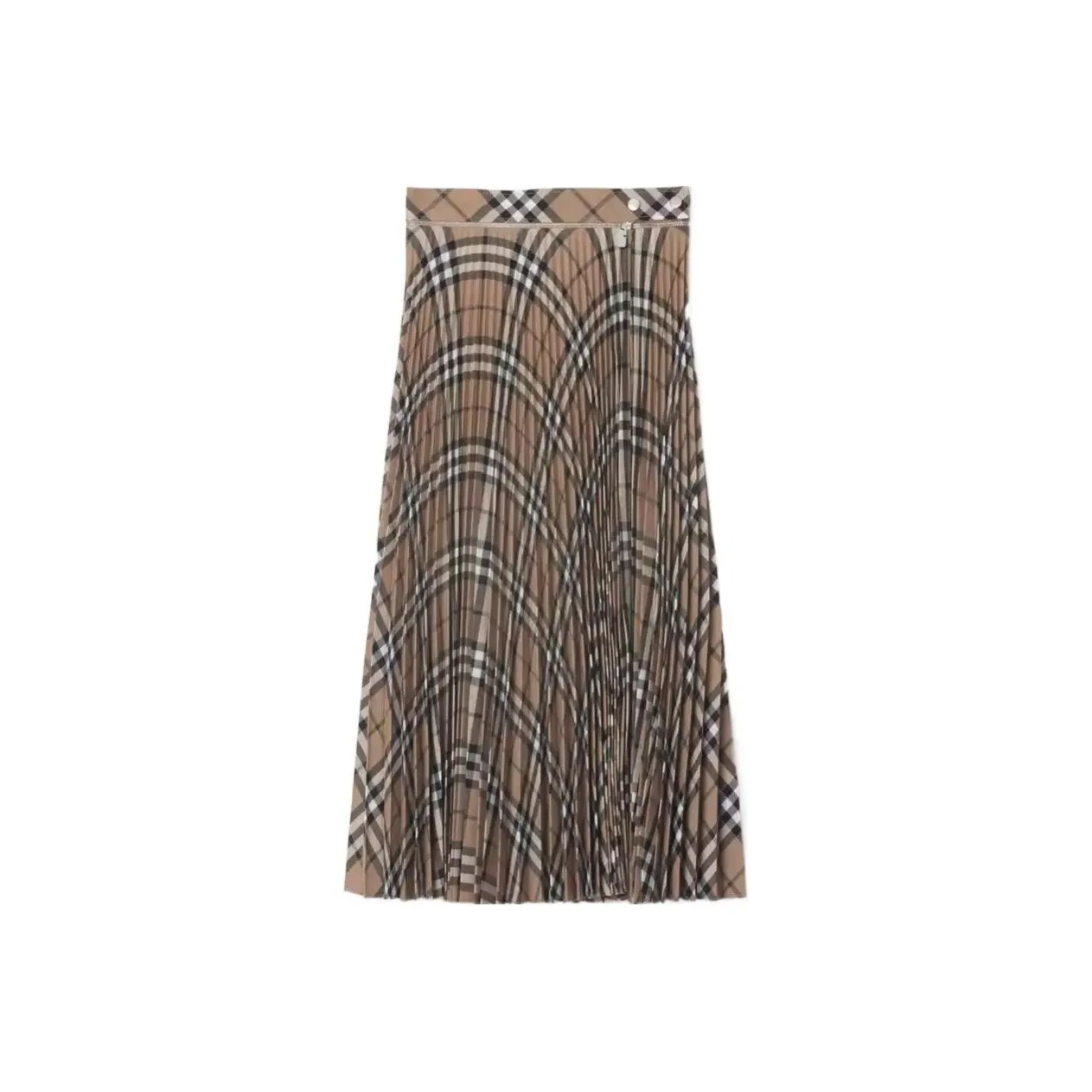 Burberry Checked Pleated Midi Skirt
