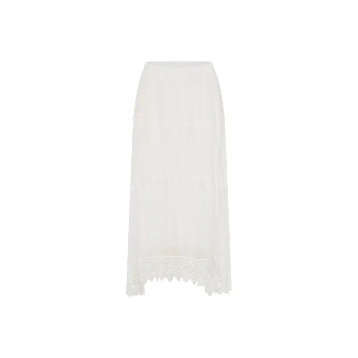 URBAN REVIVO Boho Style Casual Short Skirts Women's Raw White