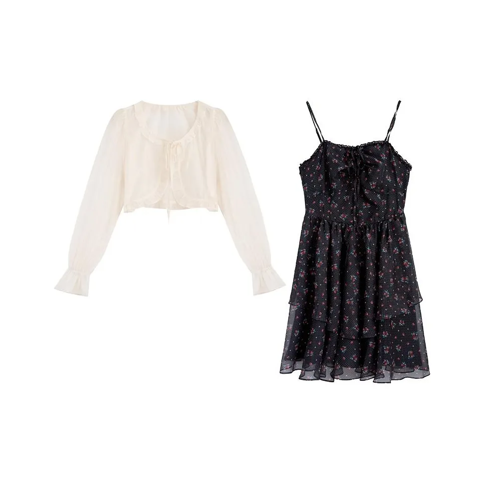 ZIHAN Комплект с юбкой Женские Черный с принтом