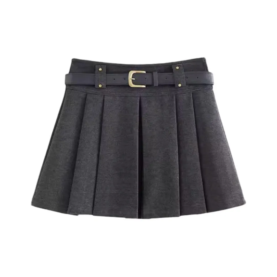 Wbwq Повседневная короткая юбка женская серого цвета