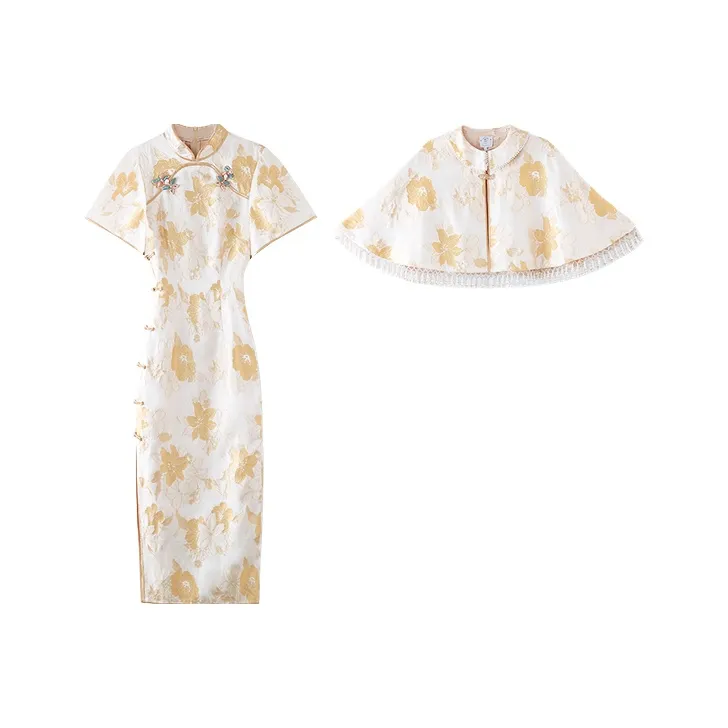 JINYE ORIENTAL Cheongsam Women's Apricot Yellow