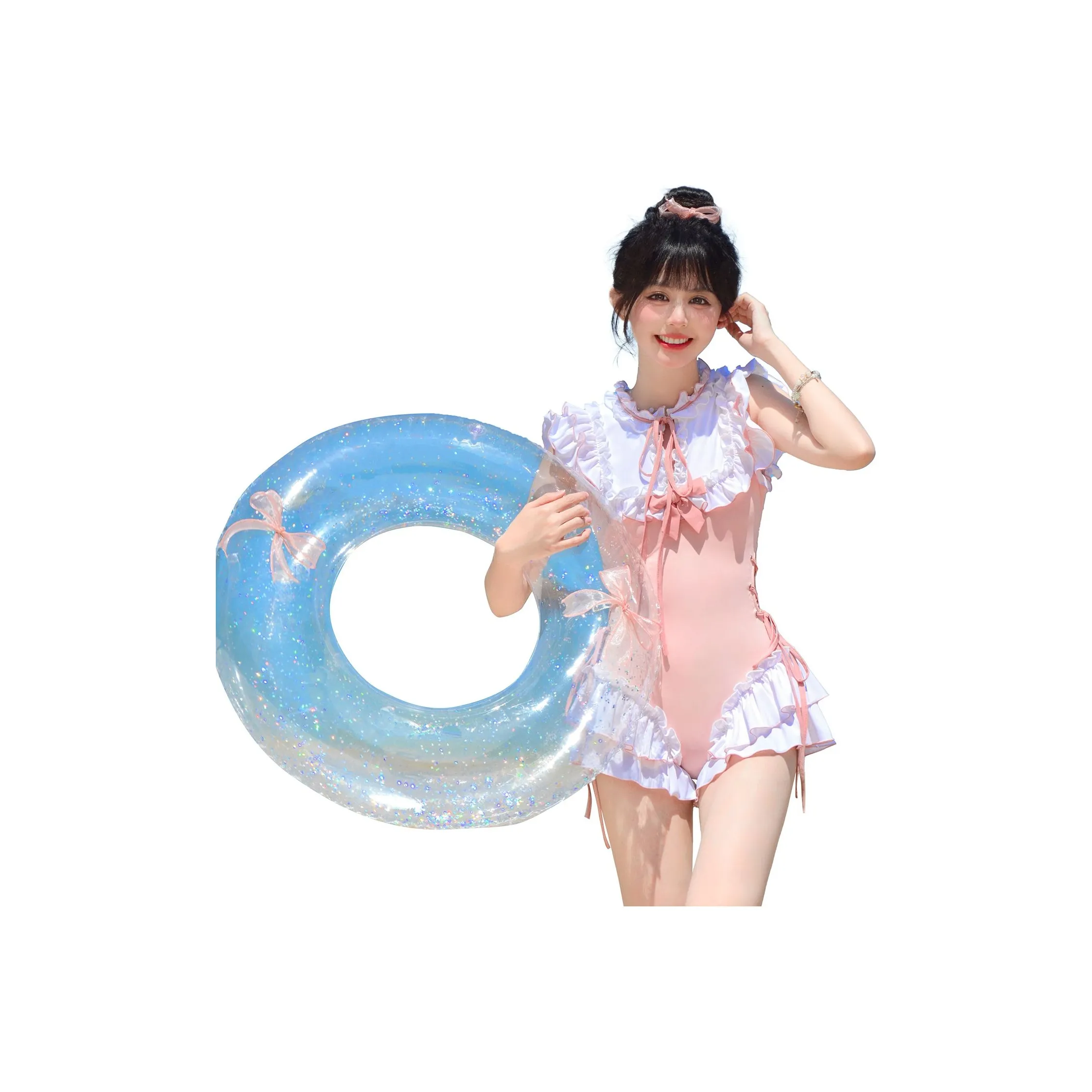 YuChaJia One piece Swimsuit Women's Light Pink