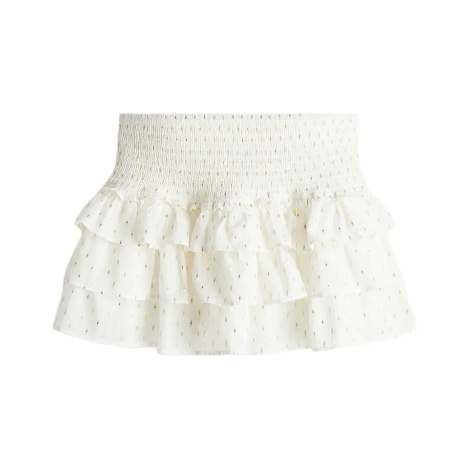 H&M Casual Short Skirts Women's Cream/Polka Dot