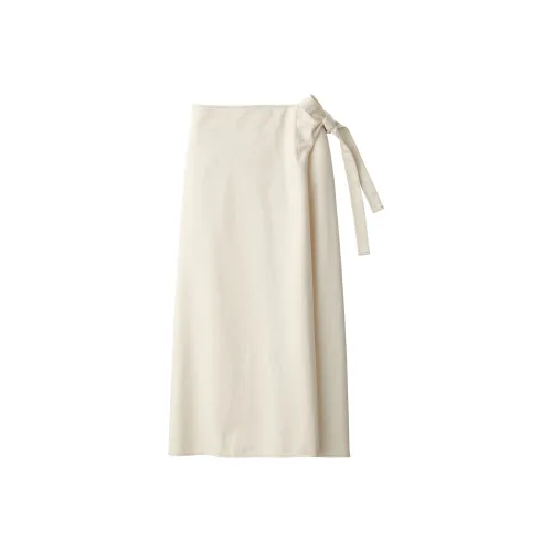 Muji LABO series Экрю Женские Повседневные длинные юбки