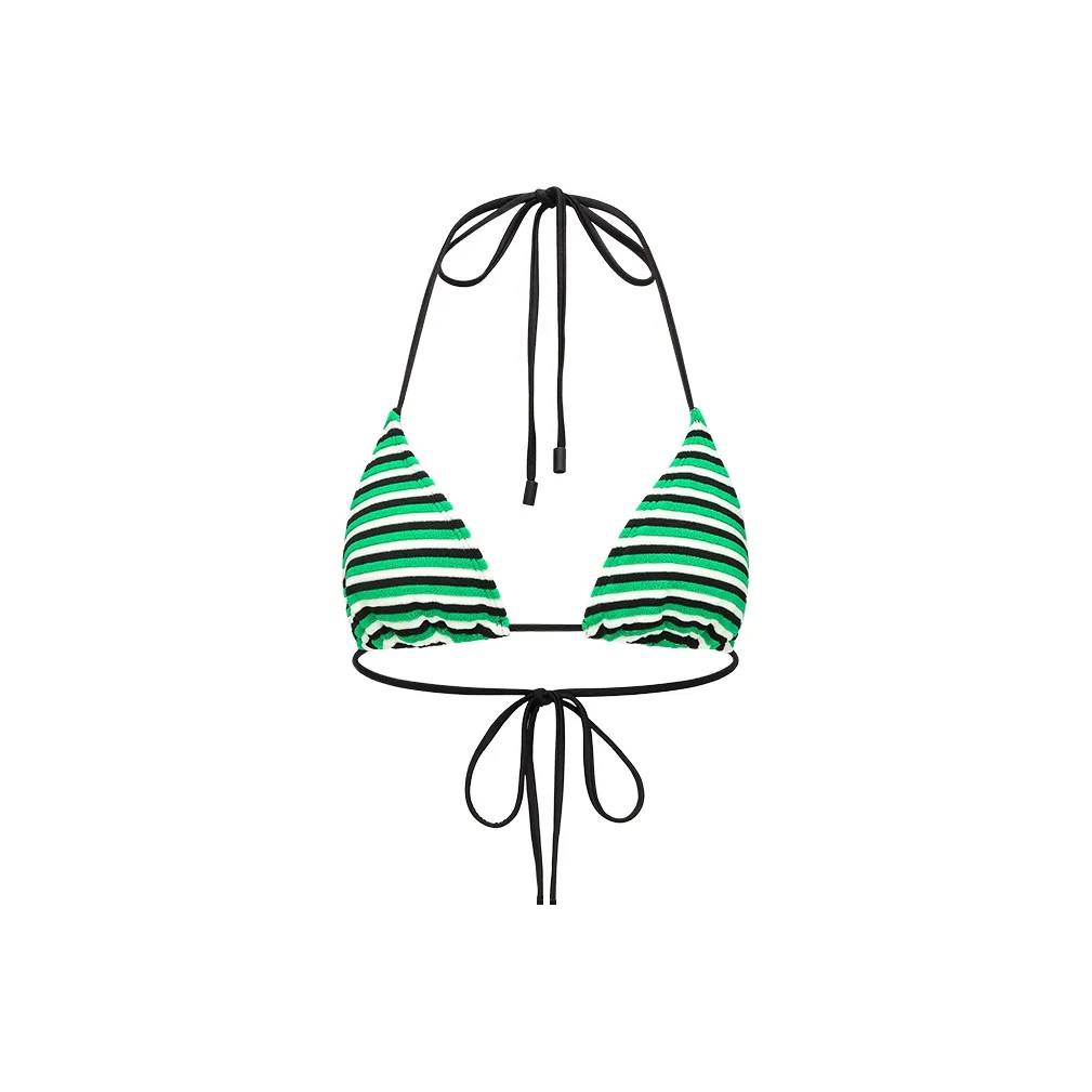 Yukari Swim Bikinis Women's Black Green White Stripes