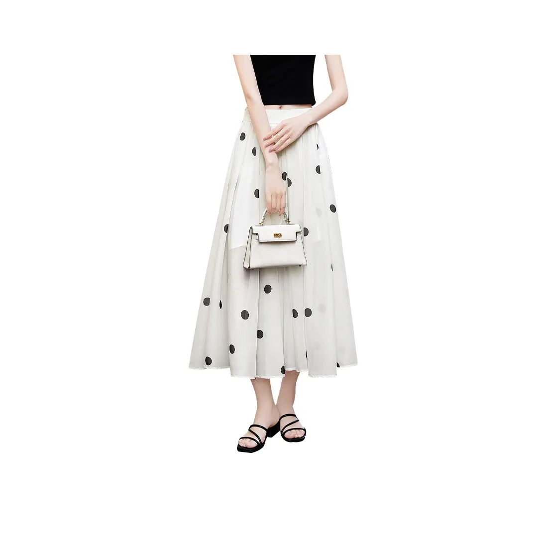 TOUCH Casual Long Skirts Women's Beige With Polka Dot