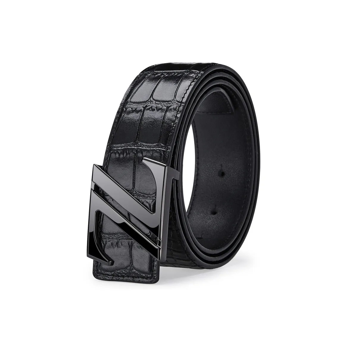 GUSKI Top Grain Cow Leather Trendy Belt Premium Elegance Pants Strap For Men Men's Silver Gold Width  3.8cm