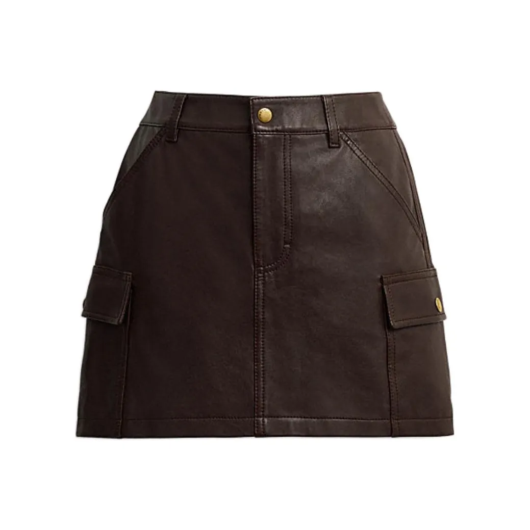 COACH SS24 Leather Short Skirts Women's Umber