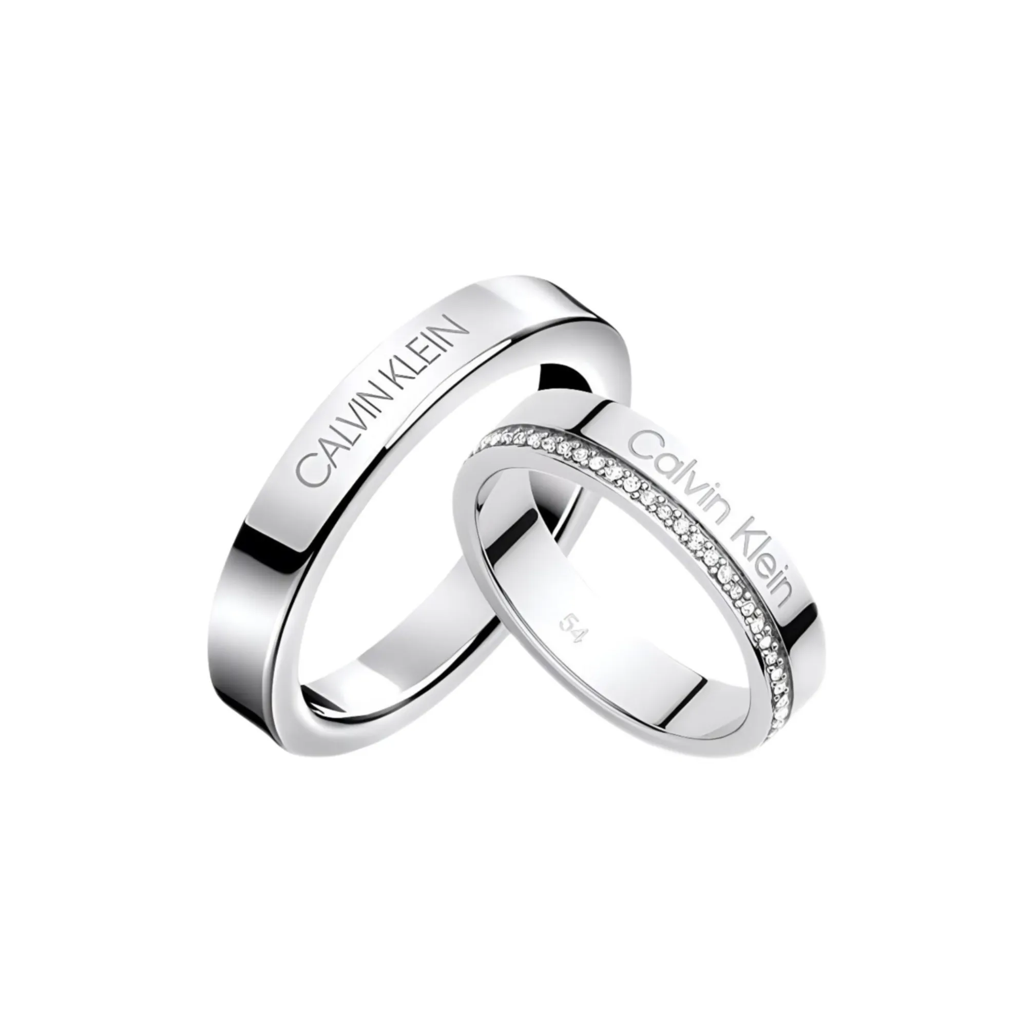 CALVIN KLEIN Titanium Steel Rings Unisex Silver