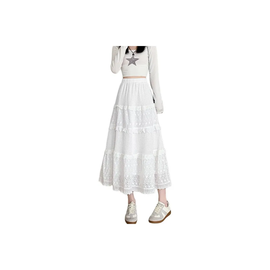 Flowers in water Повседневный Длинный Юбка Женская Белая