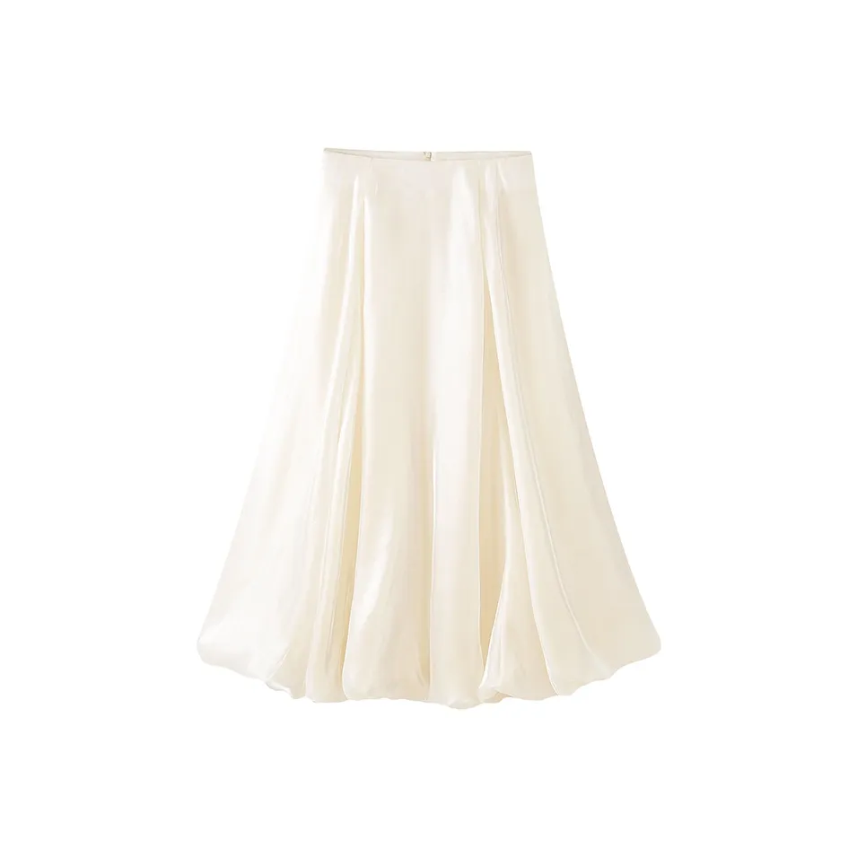 COMMON VALUE Весна Повседневный Длинный Юбка Женская Ландыш Нефритовый Белый