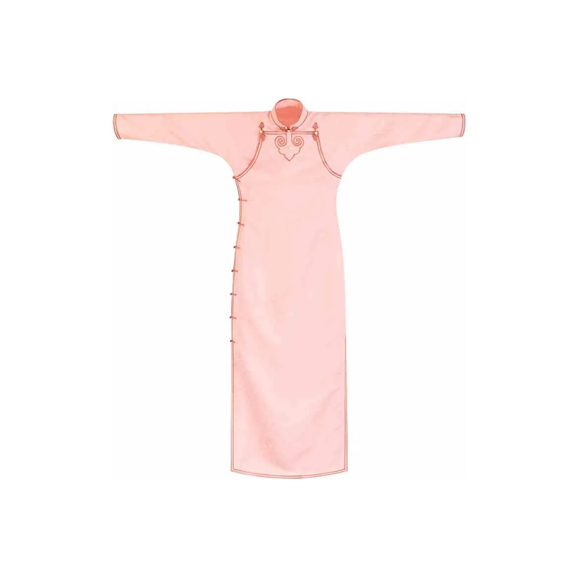 YICHENGFENGXU Чонсам Женский Розовый Темный Цветочный Дизайн Сатин Имитация Шелк