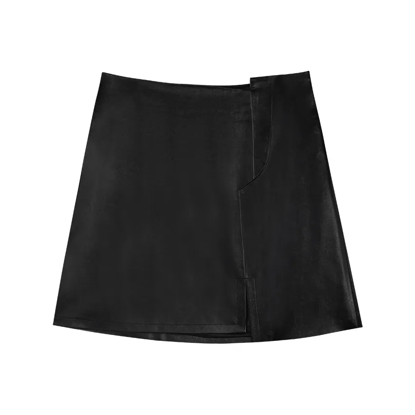 THE SEA LIFE Кожаные короткие юбки Женские Черный маг