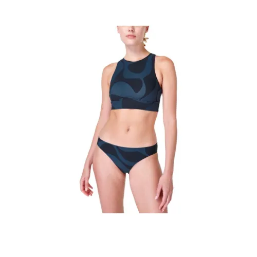 Sweaty Betty Синий и Черный Мраморный Принт Женские Двухкомпонентные Купальники