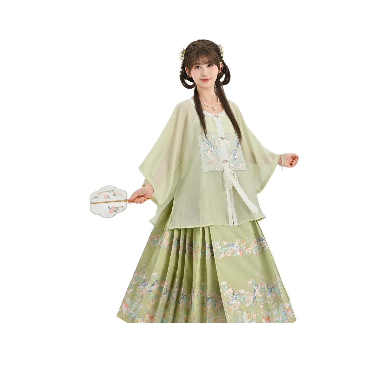 Snbl Swallow's Шепот Цветочный Набор Топ + Лошадь Лицо Юбка Женская Ханьфу