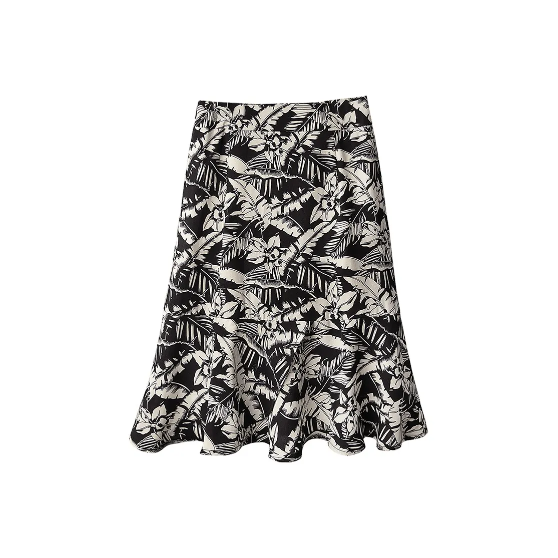 Cypress House Повседневный Длинный Юбка Женская Черный с Белым Цветами