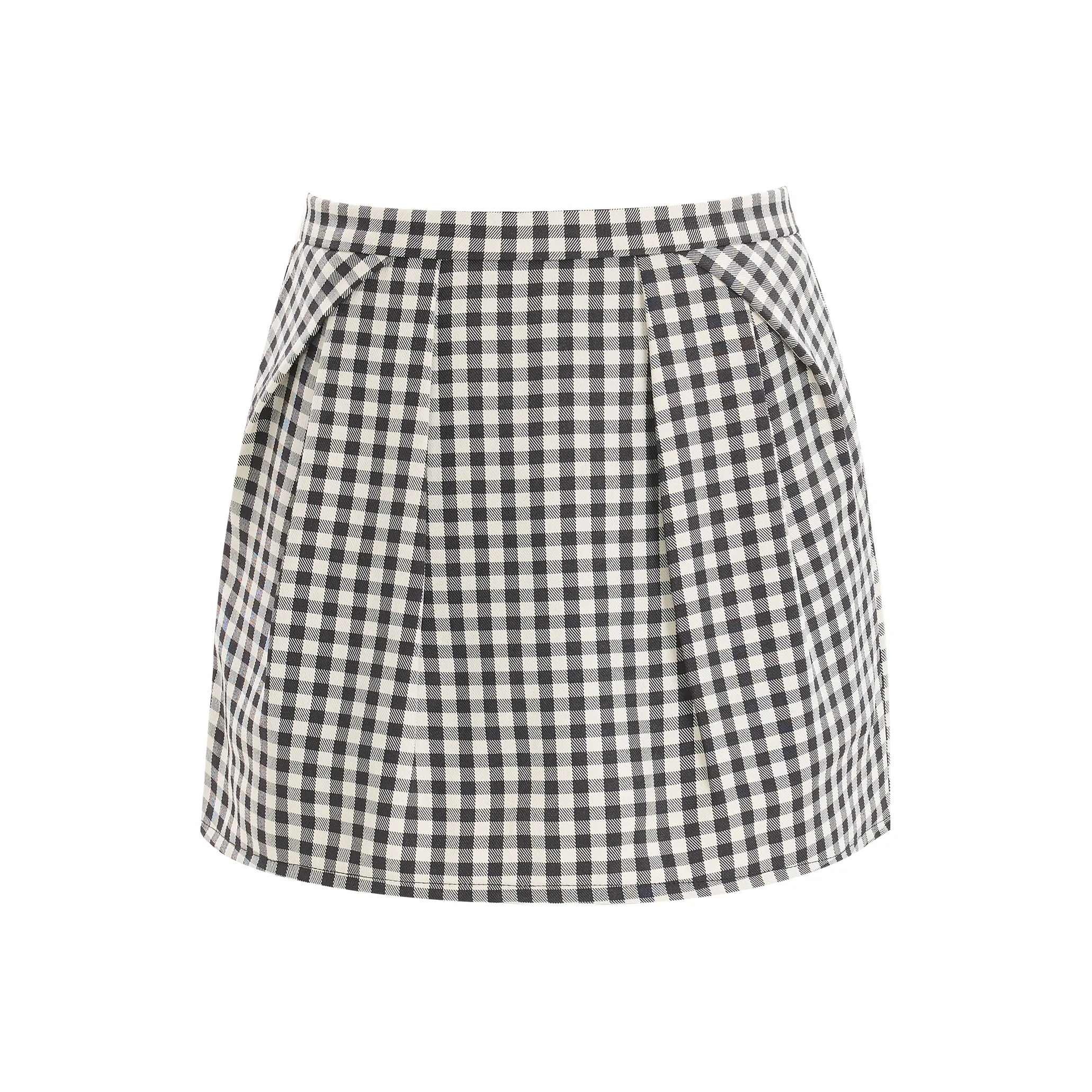 Розовый Повседневный Короткий Юбка Женская Черный Белый Клетка