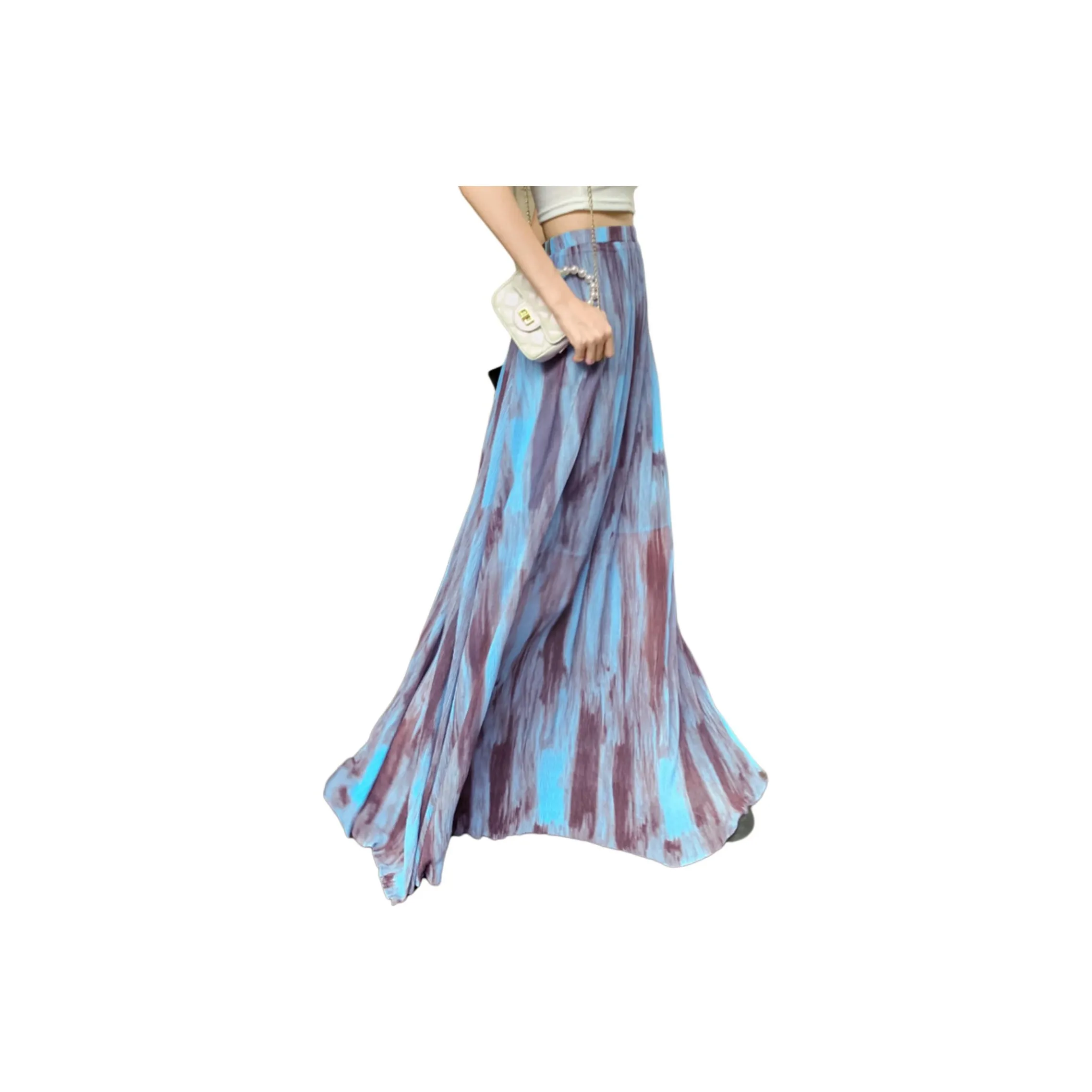 Wbwq Повседневный Длинный Юбка Женские Синий