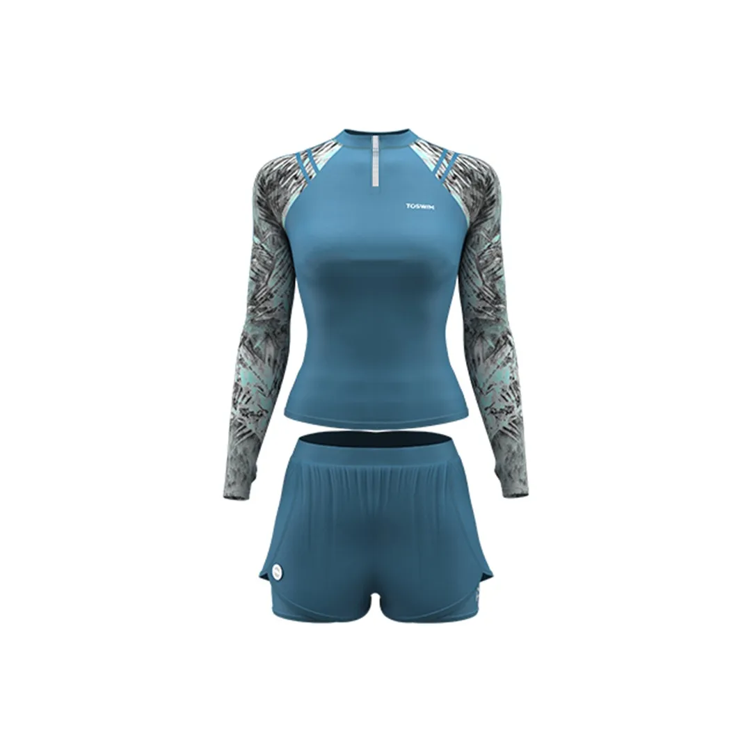 TOSWIM Двухкомпонентный купальник женский цвет ледяной синий с эффектом свечения