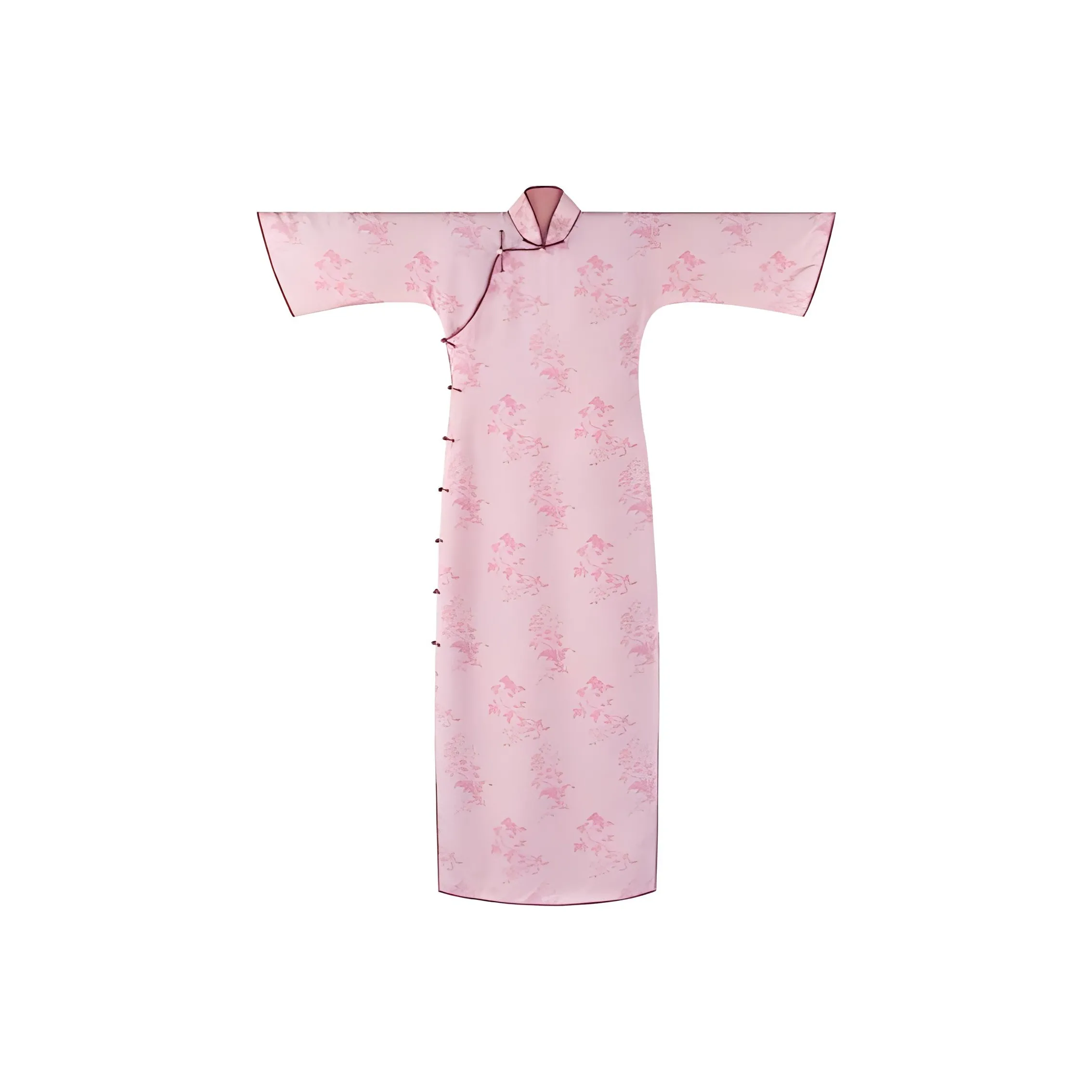 YICHENGFENGXU Чонсам Женский Серый Розовый Шелковый Шифон