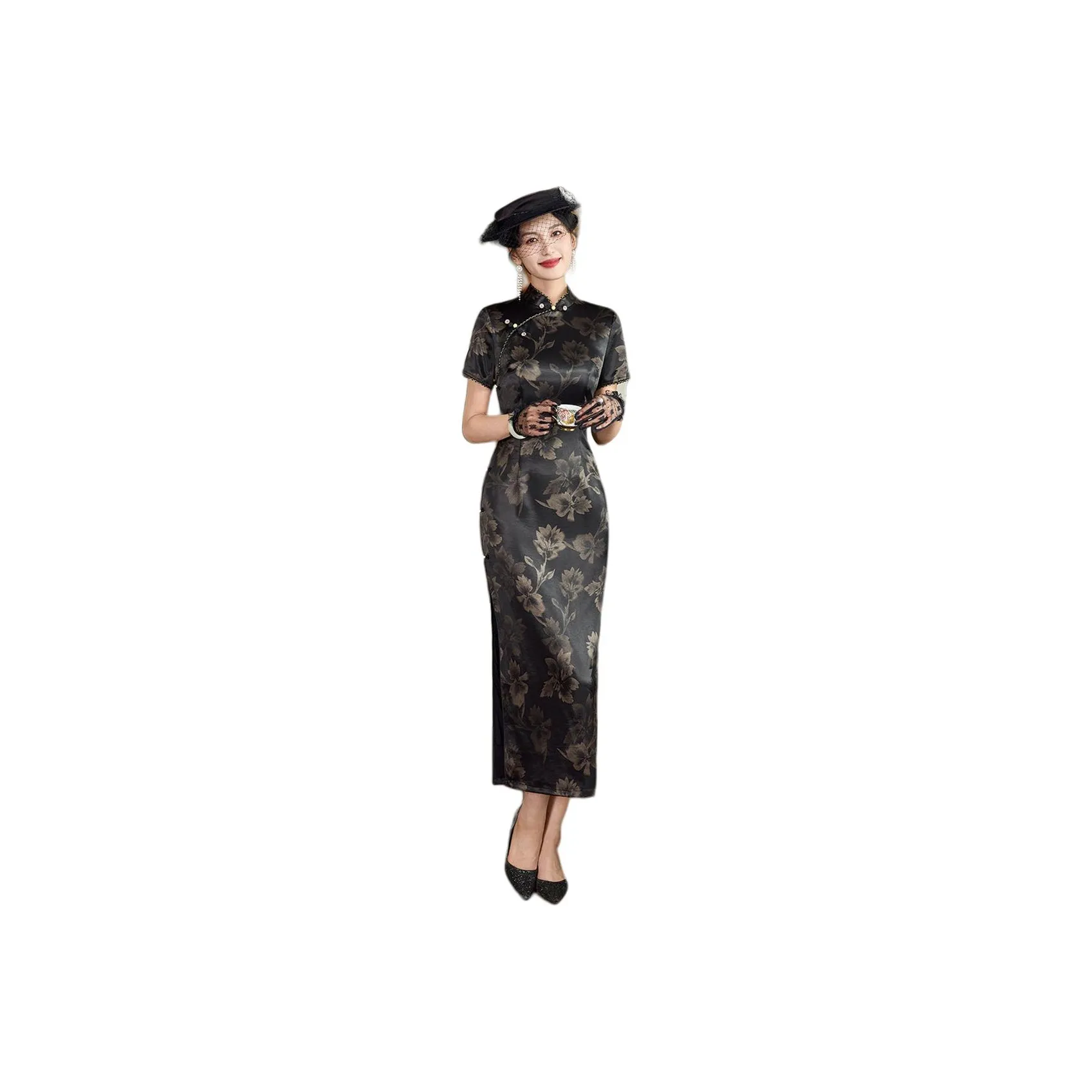 ENEESSI Cheongsam Women's Begonia Flower