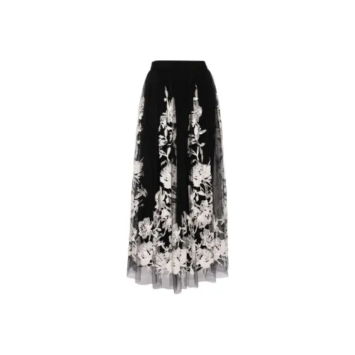 ELIE SAAB Черные Женские Повседневные Длинные Юбки